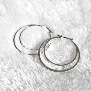 Women's Silver Double Hoop Earrings